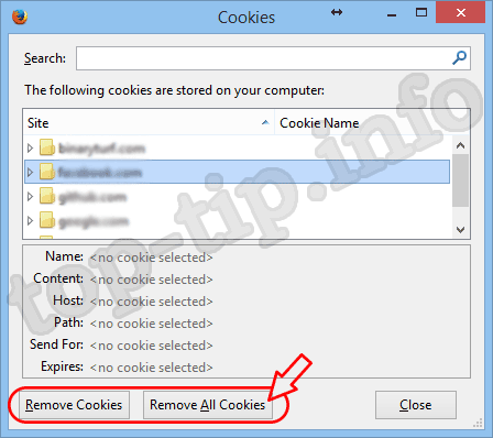 remove cookie firefox